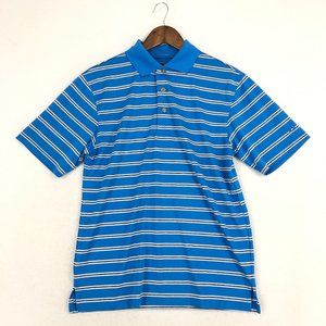 Grand Slam Golf Men's Size Small Blue White Black Striped Performance Polo Shirt